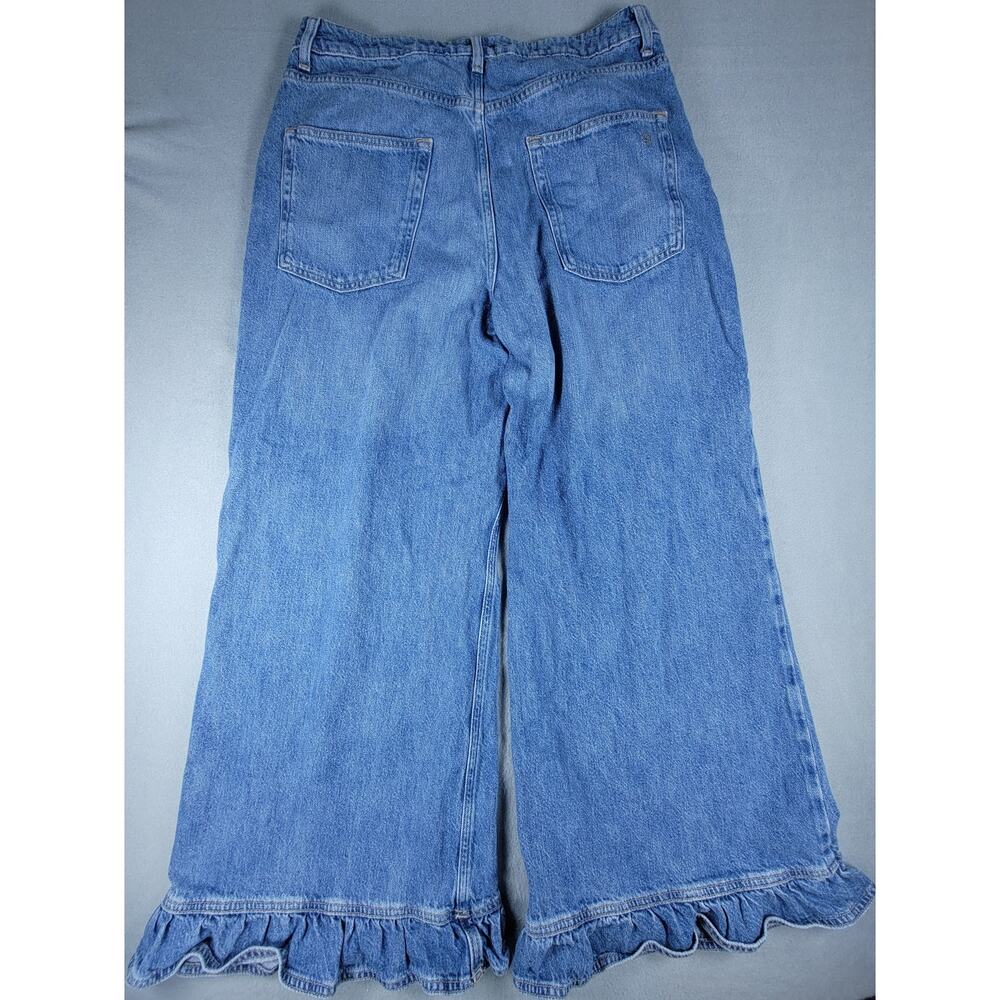 Pilcro Solene High Rise Wide Leg Ruffle Flare Jeans Women’s 30 Anthropologie - Picture 3 of 9